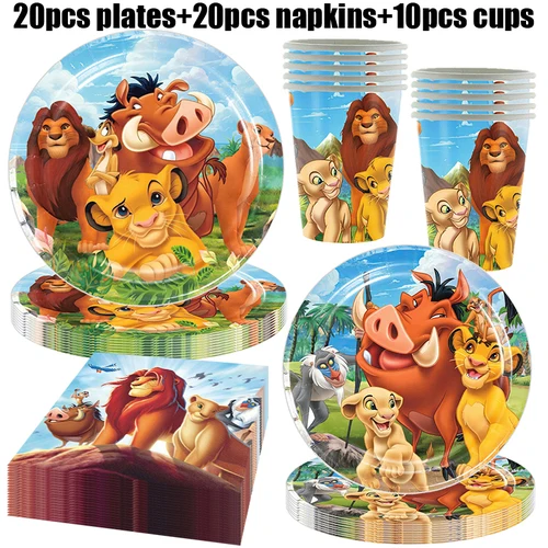 Lion King Birthday Party Decoration Simba Theme Party Supplies Paper Plate Cup Balloon Banner Backdrop for Kids Birthday Gifts - view 3