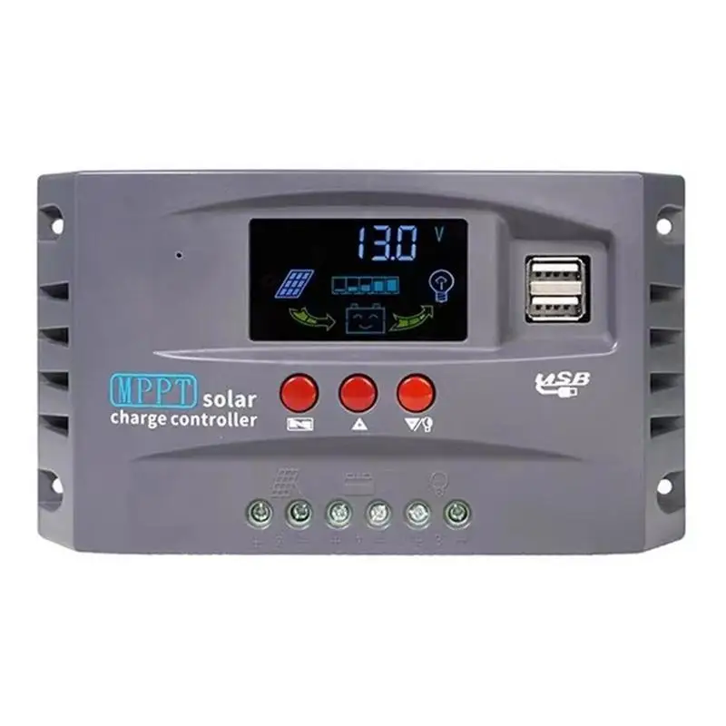 10/20/30/40A MPPT Solar Charge Controller Dual USB LCD Display 12V/24V Auto Solar Cell Panel Charger Regulator