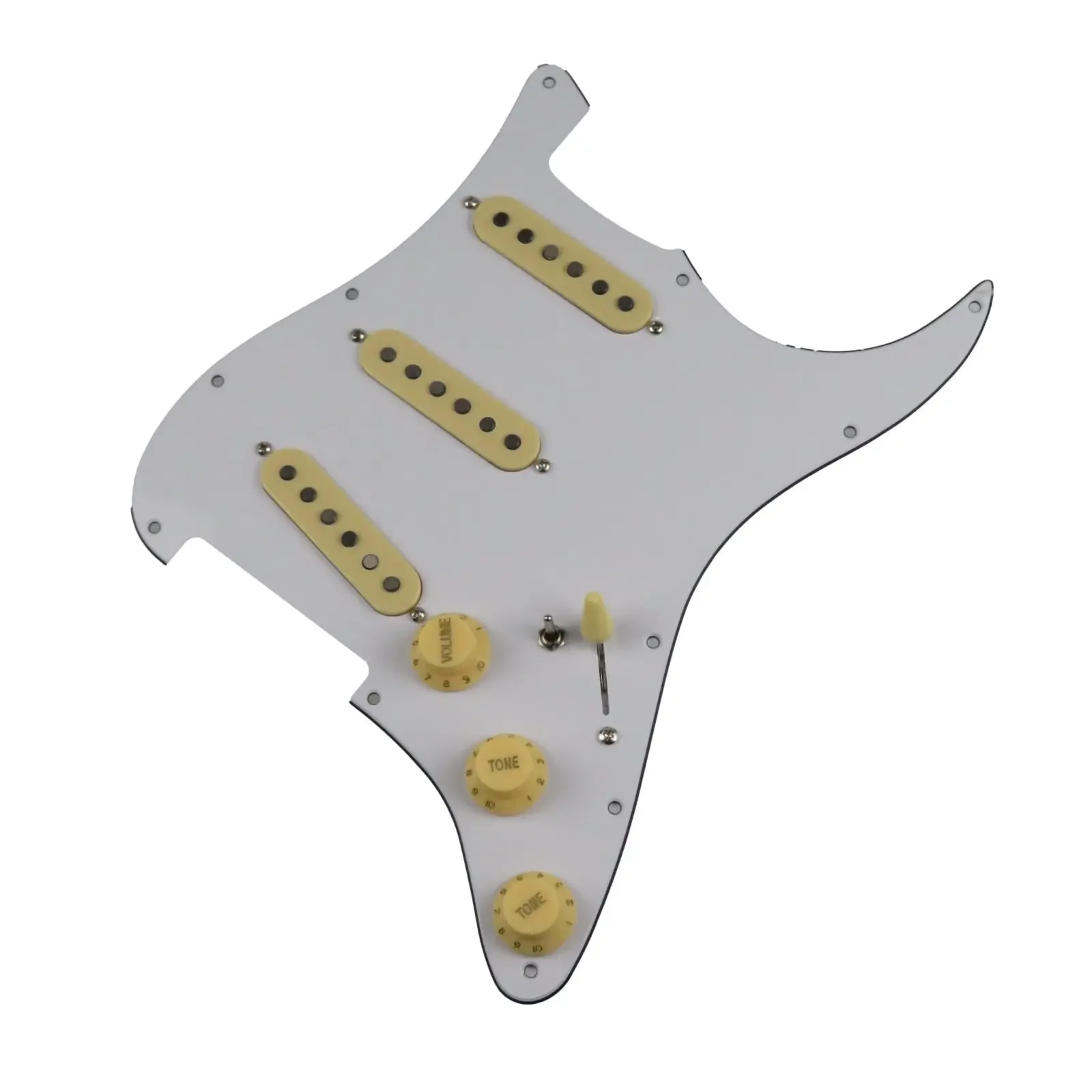 Pickups Guitar Alnico 5 Pickups SSS Single Coils Pickups Loaded Pickguard /Yellow Pickup Covers Set