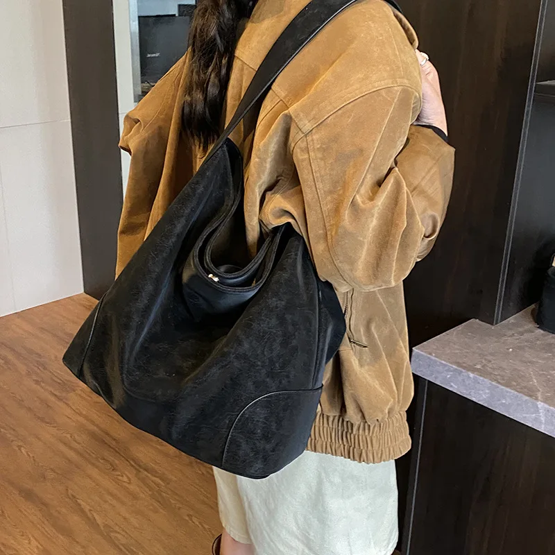 

Spacious Suede Tote Bag, Vintage Underarm Purse for Women, Korean Style Lazy Bag Luxe Day-to-Night Bag, Fashion Crossbody Tote​