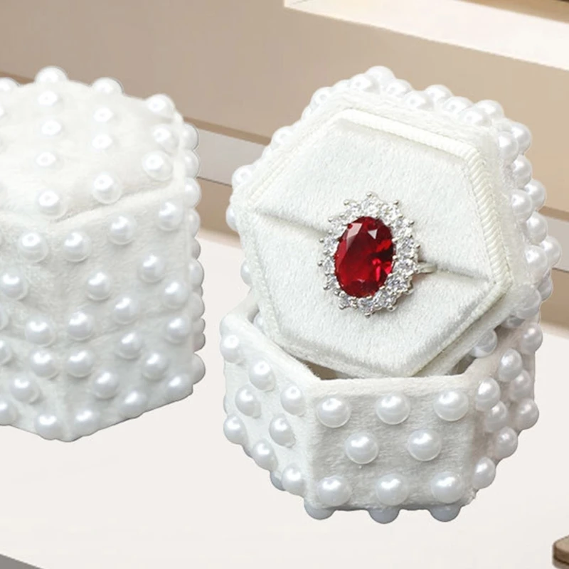 Sophisticated Six Sided Velutum Jewellery Organizers Embellished with Pearls and Plush Lining for Gifts Packaging