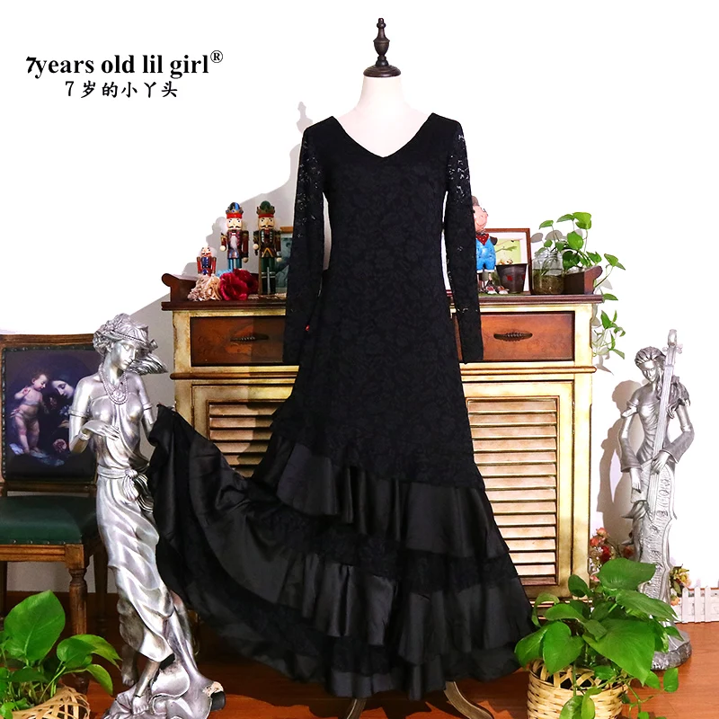 Robe de danse espagnole, jupe d'entraînement de Flamenco, vêtements pour femmes, FLM1