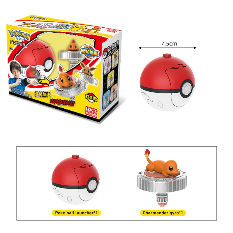 Pokemon Figure Battle Spinning Top Pikachu Charmander Squirtle 5 Styles Gyro Interactive Game Children\'s Birthday Gifts