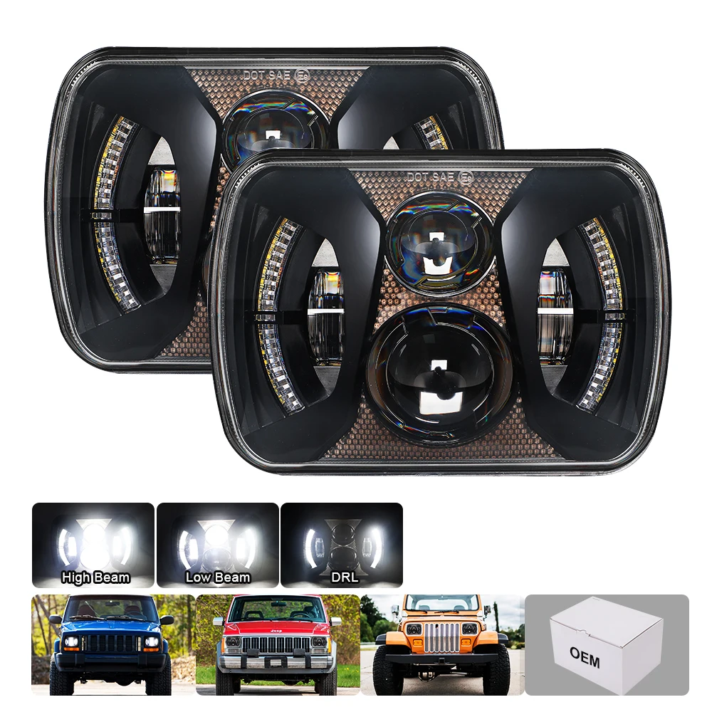 

Forool De Luz Led Camion 7 Polegada Led Car Headligths Head Lamp for Jeep Cherokee for 1997 Toyota Hilux Lights