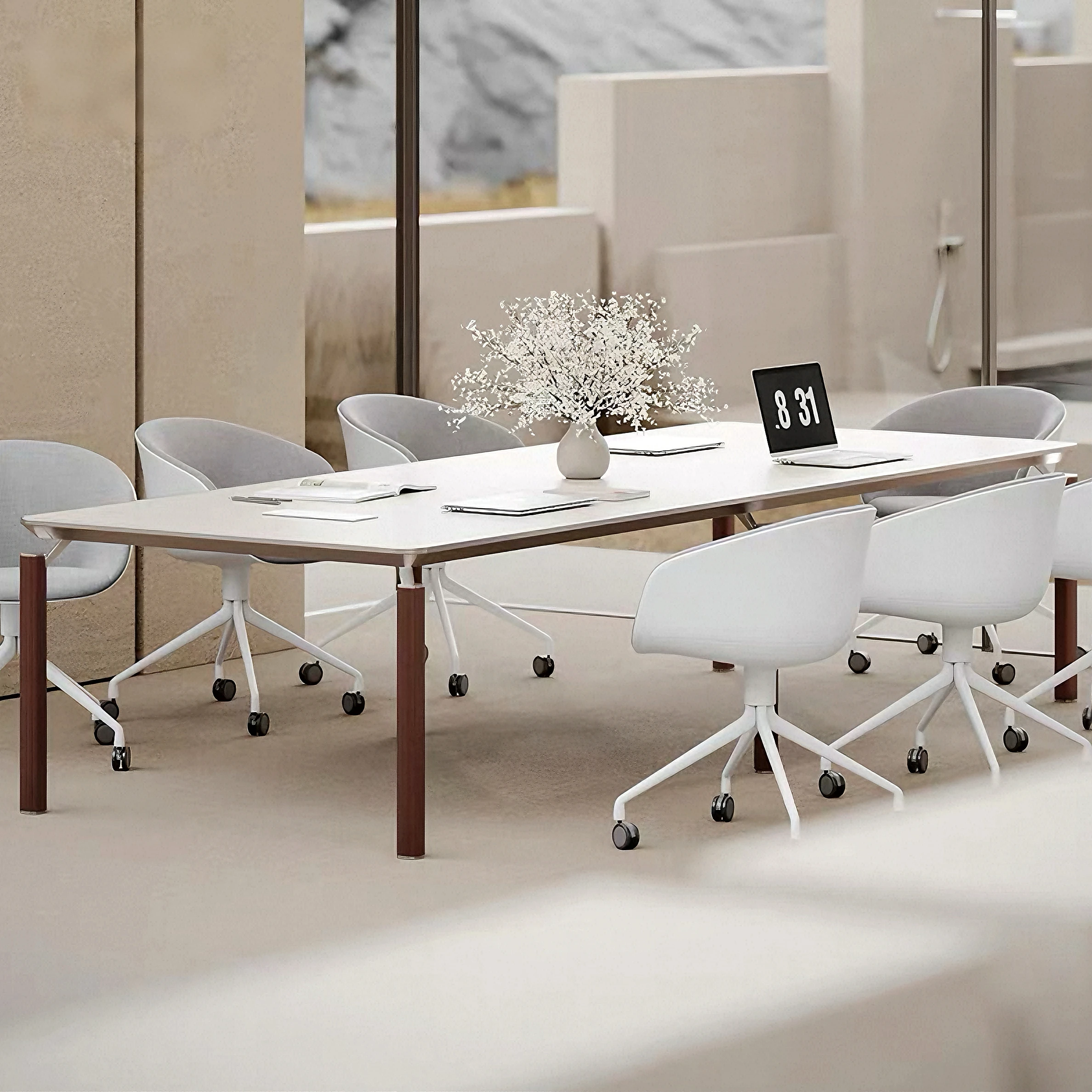 Hot Sale Light Luxury Eco-Friendly Solid Wood Executive Modern Conference Office Desk Durable Engineering Matching