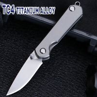 14C28N Steel Blade Titanium Folding Knife High Hardness Foldable Pocket Knife With Keychain Disassembly Express Open Box EDC Too