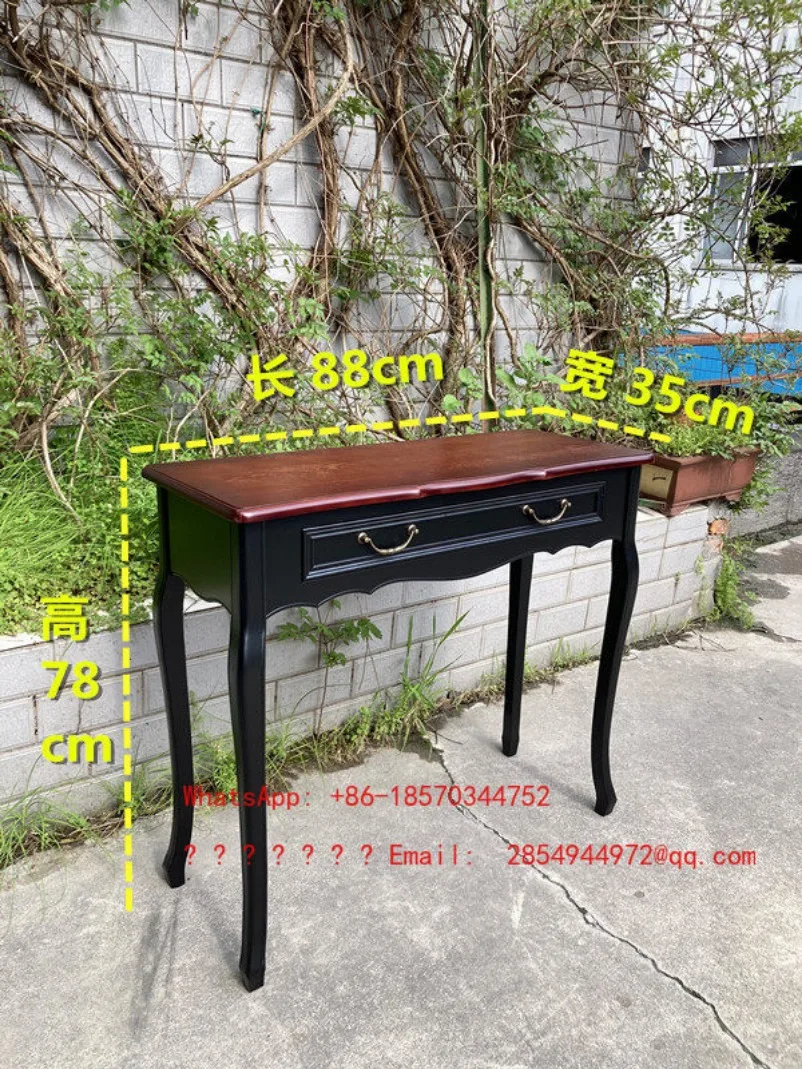 American Porch Table Black Small Side Table Retro Walnut Curved Foot Small Table