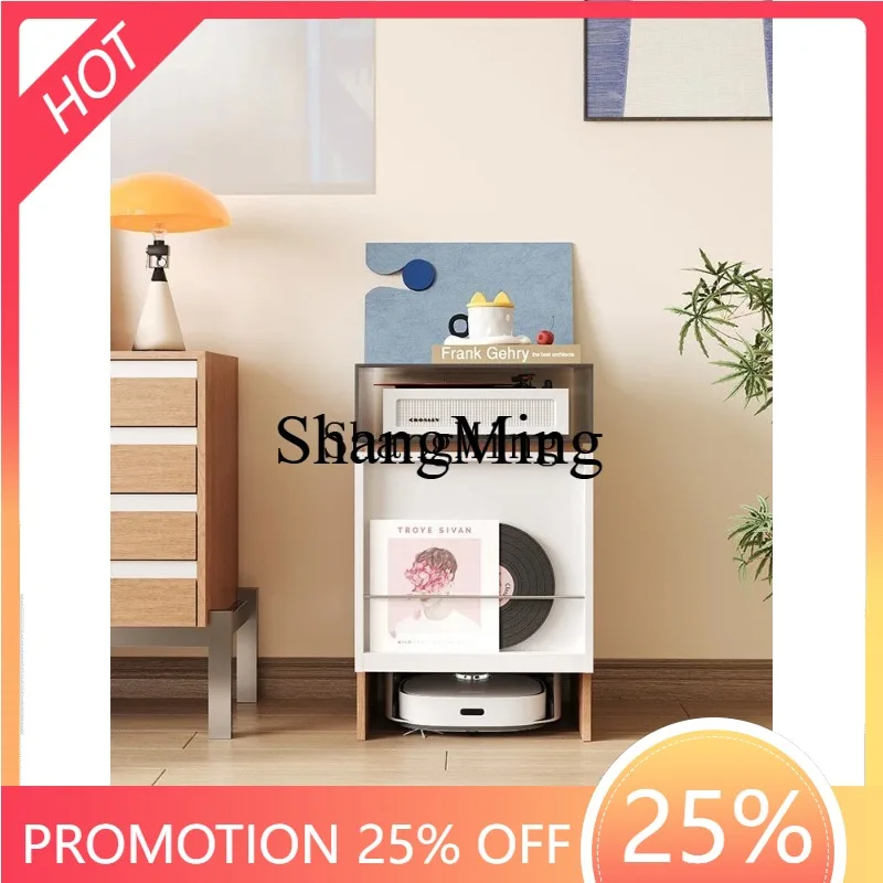 CL Vacuum Cleaner Base Station Storage Cabinet Movable Vintage Style Stone Cover Sofa Side Cabinet