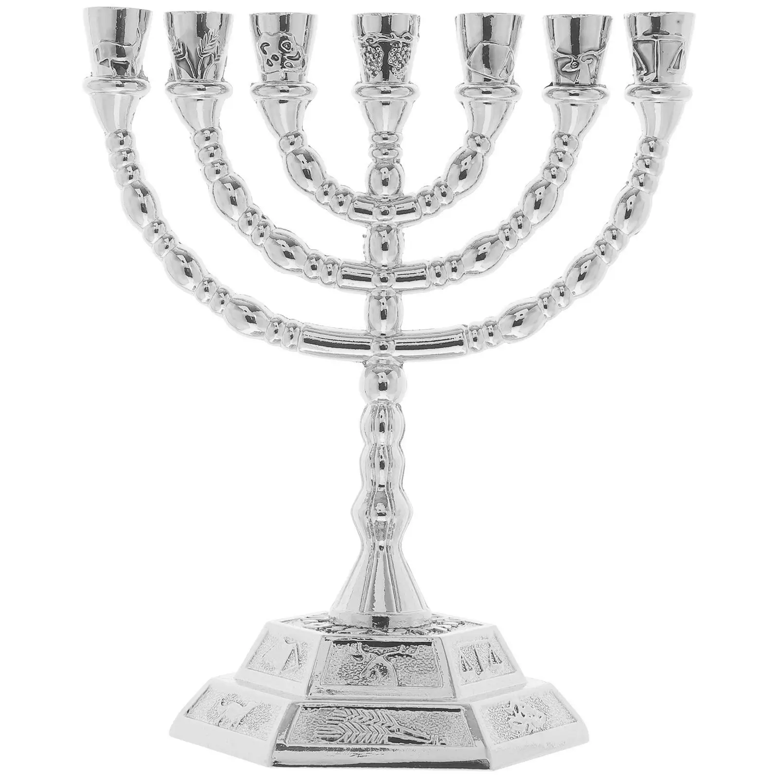 

Stick 7 Candlesticks Decorations Hanukkah Candelabra Holder Silver Zinc Alloy Jewish Lamps