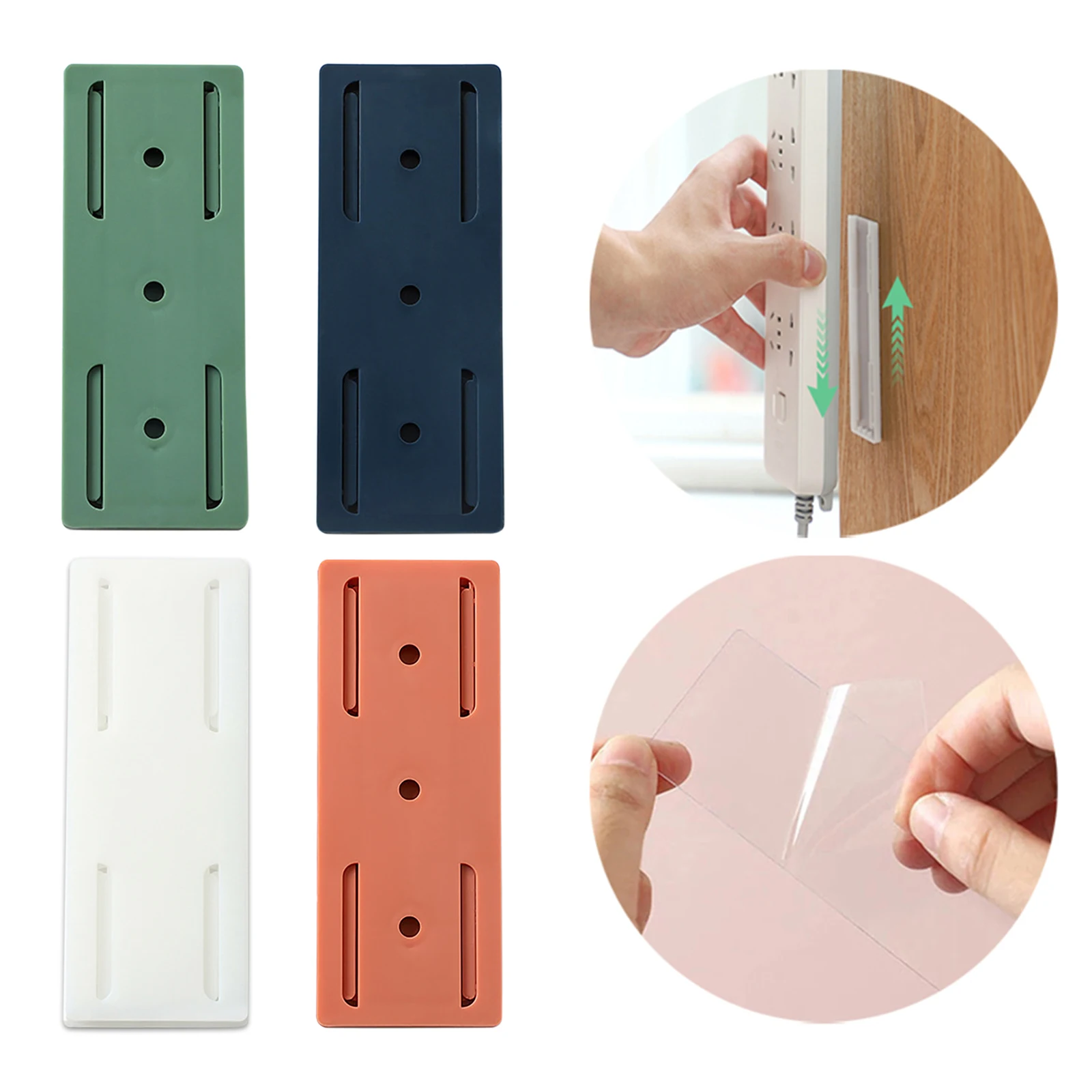 1-5PCS Wall-Mounted Holder Self-Adhesive Socket Strip Bracket Punch-Free Plug Fixer Cable Wire Organizer Rack for Home Office