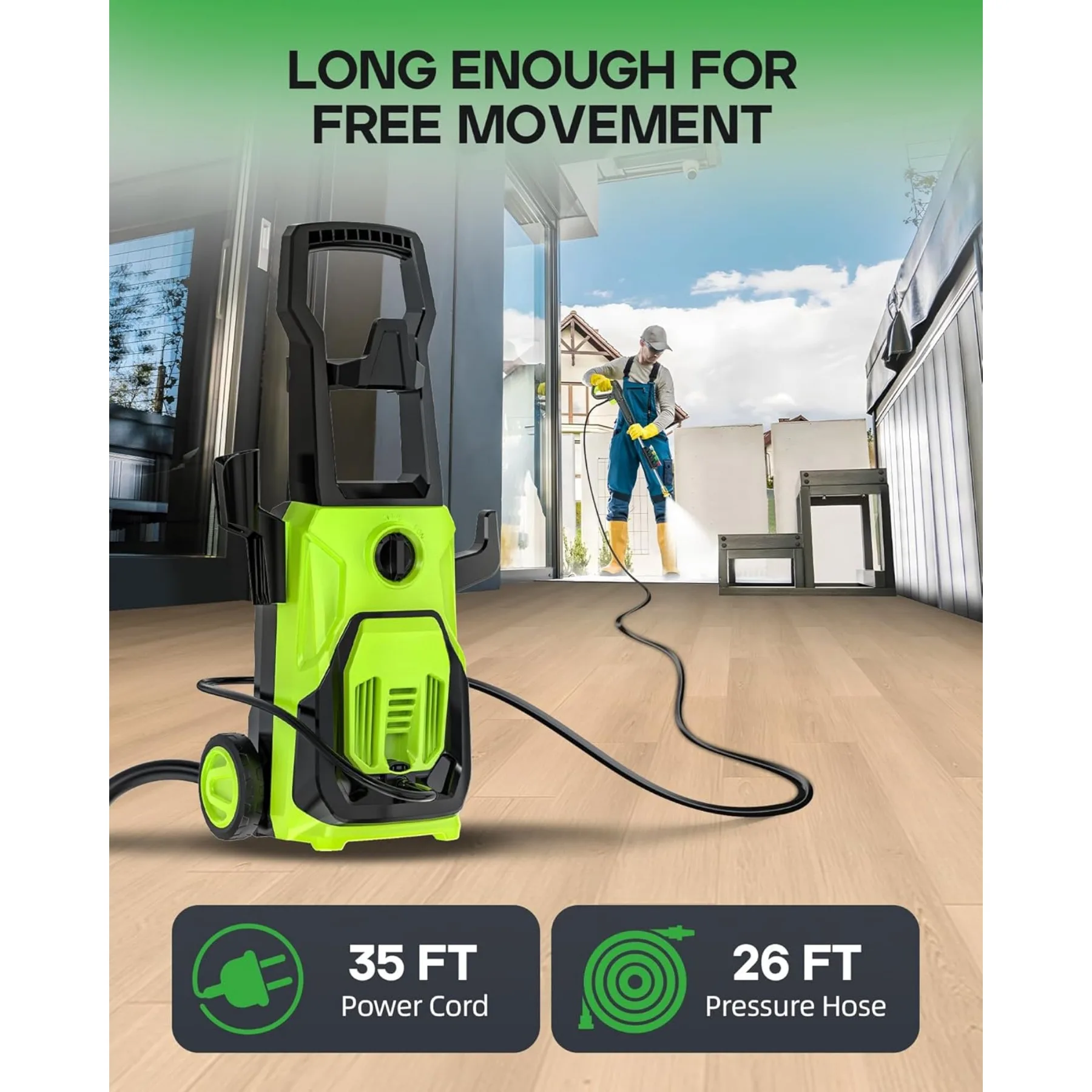 전기 고압 세척기 4800 PSI 2.8 GPM, 4개 노즐 및 폼 캐논 포함 전동식 파워 세척기