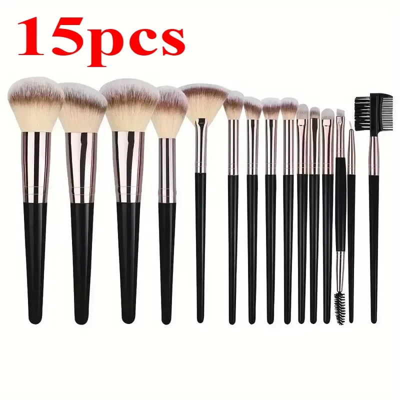 3-15PCS 메이크업 브러쉬 세트 아이섀도우 푹신한 파운데이션 컨실러 블러쉬 하이라이터 보관 상자 여성 화장품 미용 도구