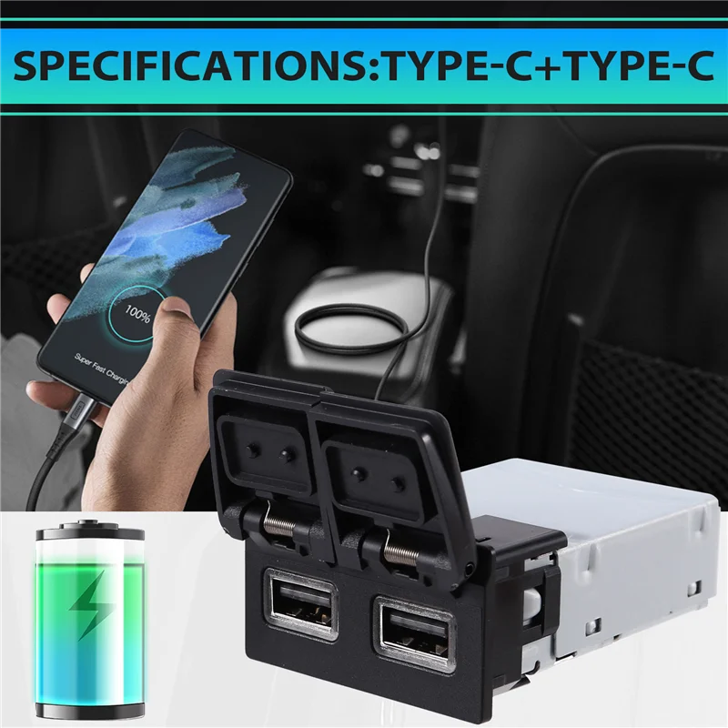 

X39A-45W Double USB Charger For Toyota Senagria Lexus QC3.0 Fast Charge 85532-0R140 USB Charger Quick USB+USB