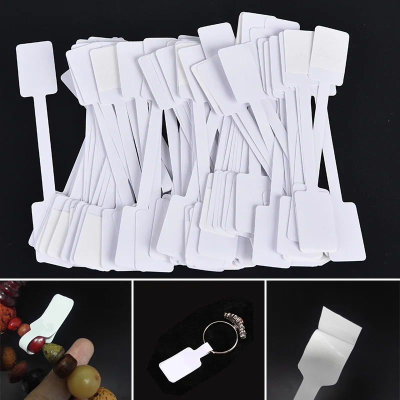 100pcs White Price Label Tags with Hanging String Jewelry Stationery Shoes Cloth