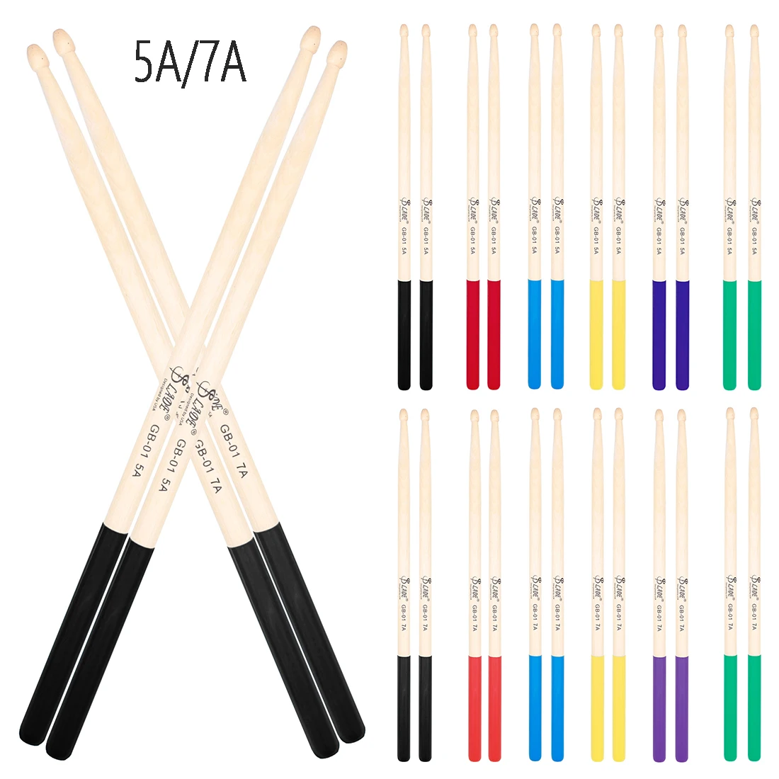 SLADE 5A/7A Drumsticks Maple Drum Sticks GB-01 Multicolor Drum Mallets Professional Percussion Musical Instrument Accessories