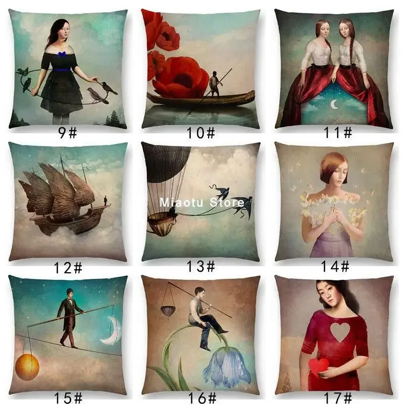 New Elegant Lady Lovely Girls Shakespeare Opera Classical Painting Magical Mind Imagination Cushion Cover Sofa Pillow Case