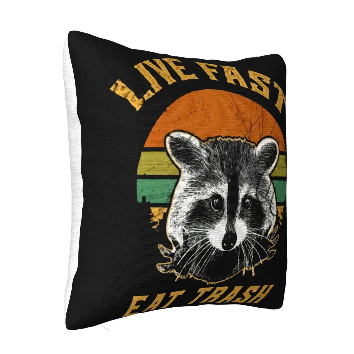 Retro Live Fast Eat Trash Raccoon T S Mens Pure Cotton Racoon Casual Fitness Boy Hipster Rap Colour Pillow Case