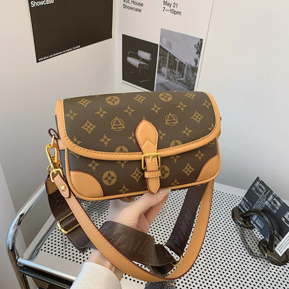 

Hot Sale Vintage Luxury Design Women's Bag PU Leather Single Chain Shoulder Crossbody Bag High Quality Casual saddle bags