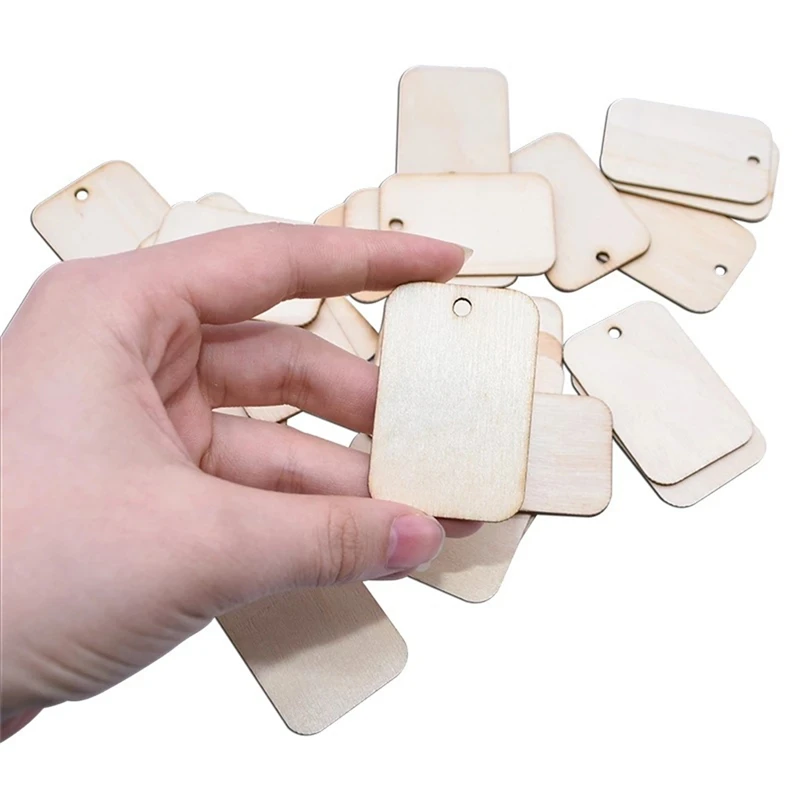 25/50/100 Pcs Ornament Wood Planks Tags Wooden Hanging Labels Sheet DIY Engraving Crafts Decorative Craftsmanship Pendant