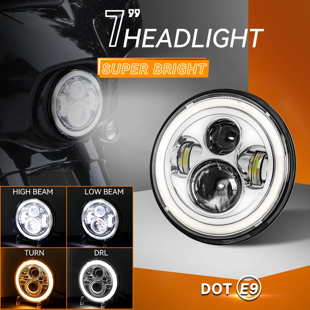 Universal 7' Round Head Light  - Universal Motorcycle Led Headlight Projector ulasan dan harga