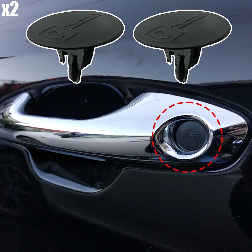 2Pcs New Car Door Handle Lock KeyHole Cap Plug Trim Clip Dustproof Plastics Black For Opel Insignia Hatchback 2008- 2017