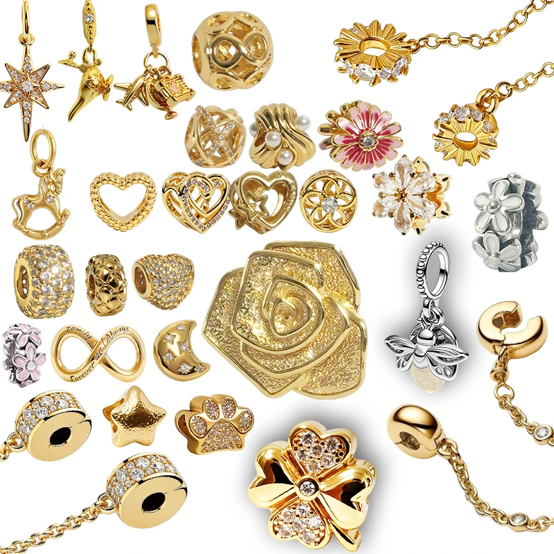 

Original Charm Beads,Eiffel Diamond Engravable Double Dangle&Seahorse Dangle Charm Bead Fit Pendant Bracelet Women Jewelry Gif