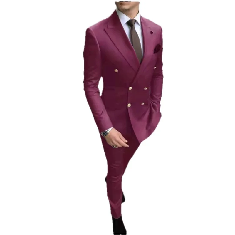 New Business Casual Men's Suit Set Groom and Best  Dress Two-piece Masculino  Men Clothing  Traje De Chaqueta Hombre 2 PCS