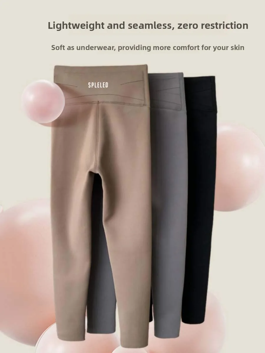 Zey New Winter Women's Camere Yoga Pants Thiened Fce Lined Base Layer Pants High Waist Long Trousers for Outdoor Wear