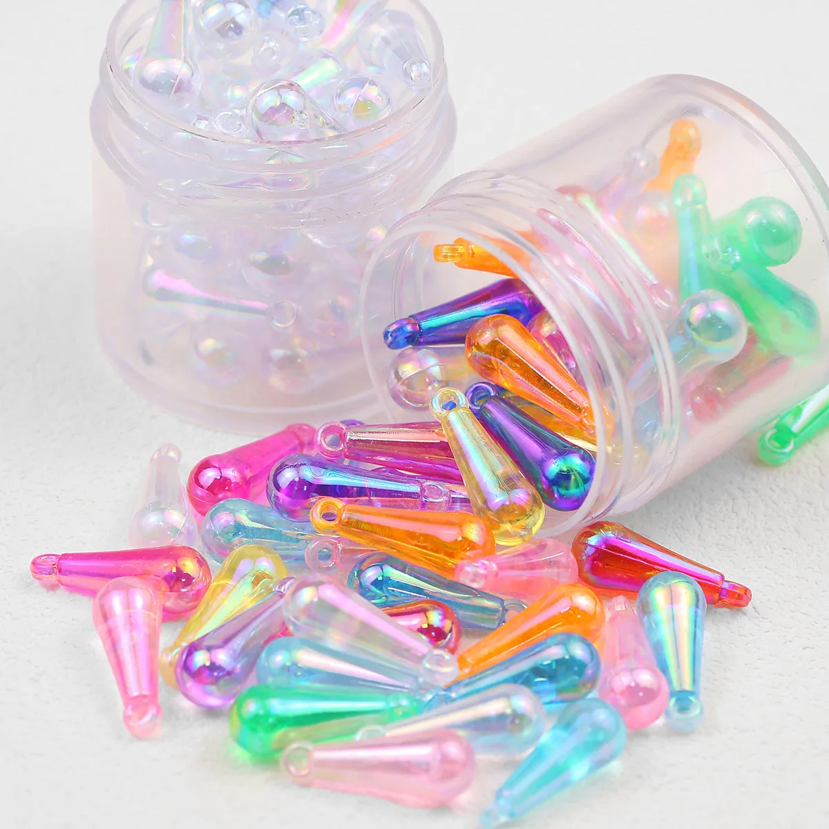 50/100pcs/lot 8x22mm AB Color Drop Shape Acrylic Bead Loose Spacer Beads for Jewelry Making DIY Bracelet Accessories Wholesale