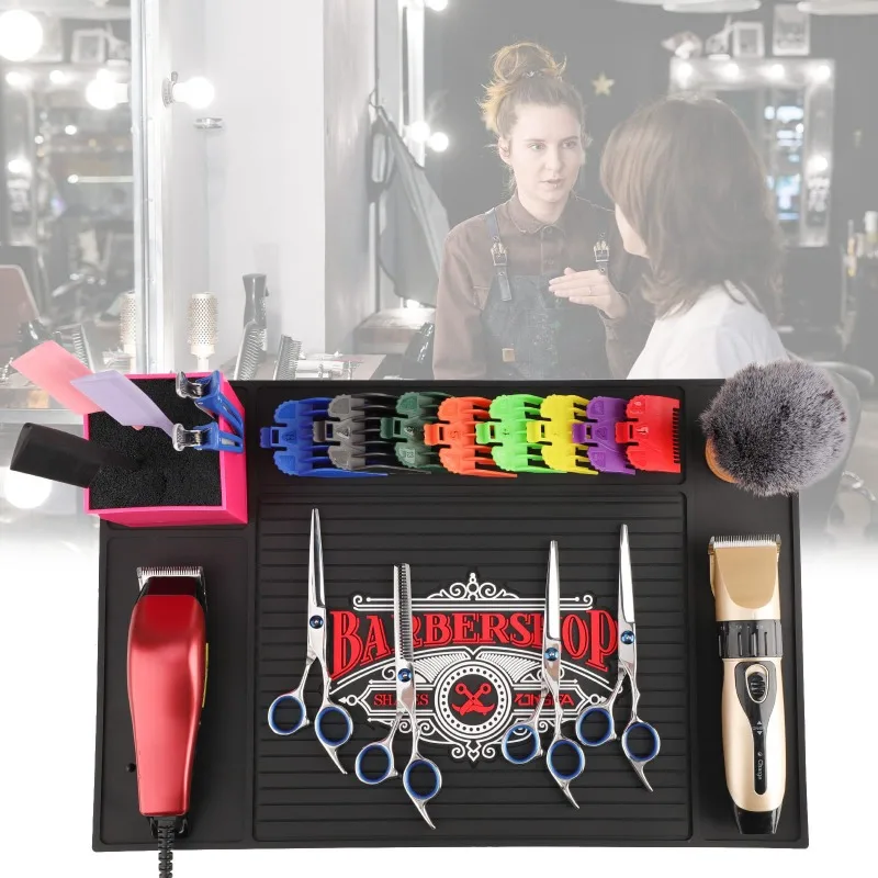 

1 шт. противоскользящий коврик для парикмахерских инструментов-гибкий органайзер для рабочей станции из ПВХ для укладки и режущих инструментов