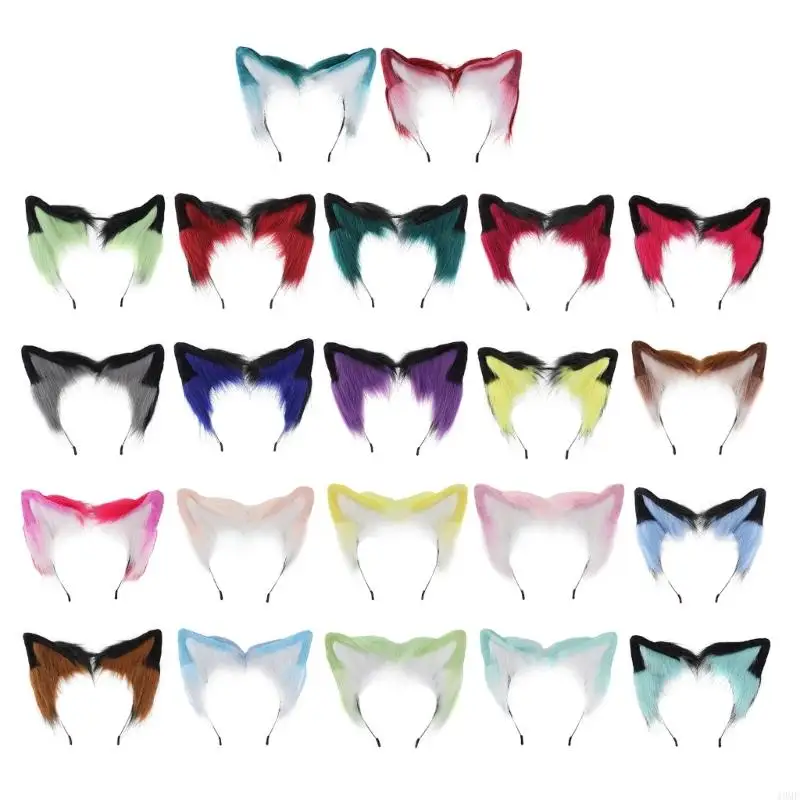 

49MF Sweet Cosplay Anime Character Cats Ear Headband Carnivals Adult Plush Hairband