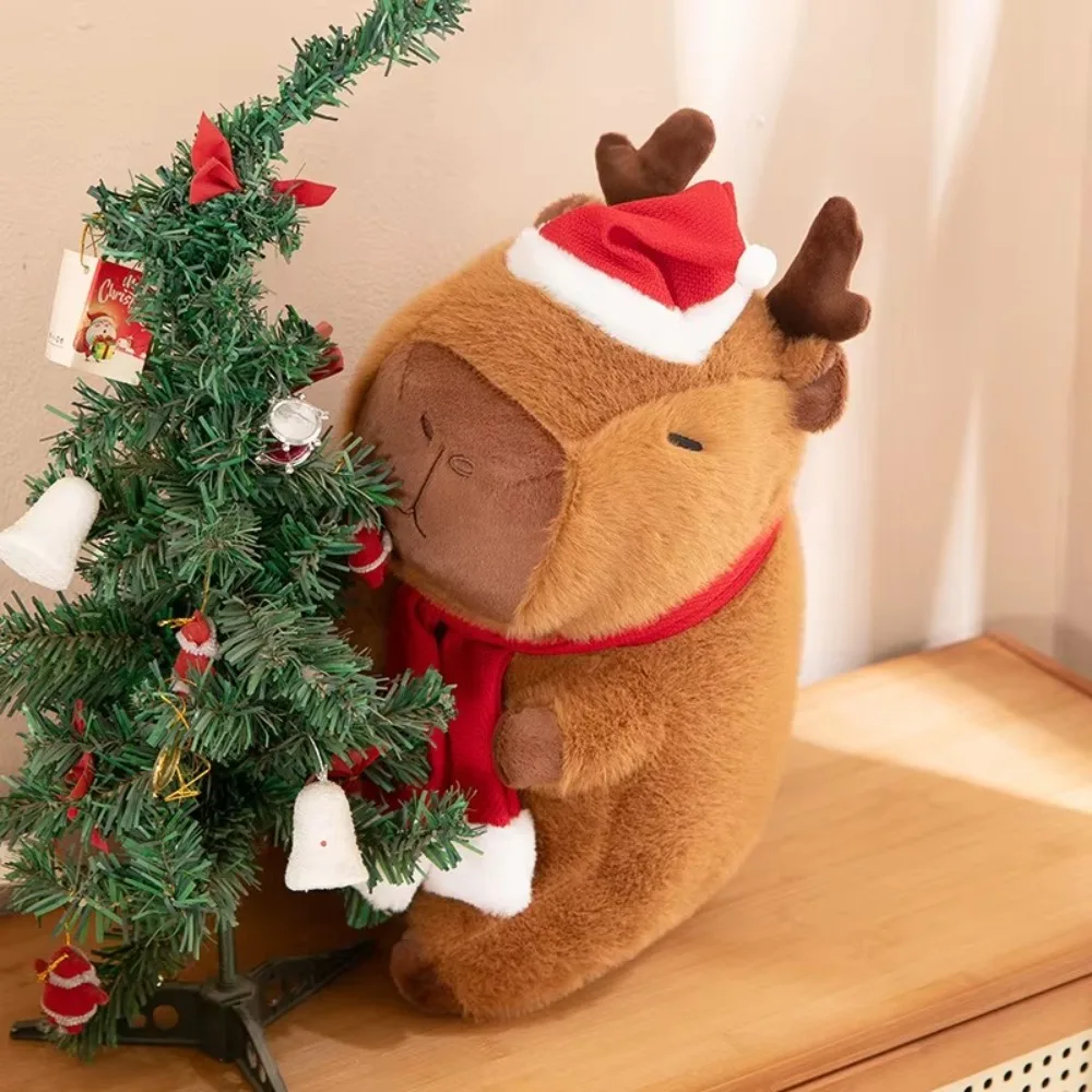 Cute Plush Christmas Style Capybara Animal Doll 30cm Plush Capybara Doll Simulated Capybara Room Car Decor