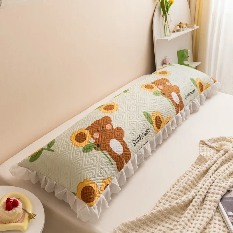 Rectangle Lace Ruffle Long Pillowcase Healthy Cotton Body Pillow Cover Couple Lover Double Pillow Case 120/150/180CM Cushion