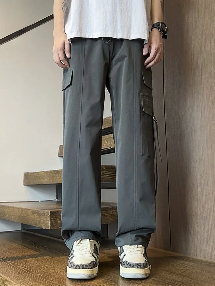 

Свободные рабочие брюки в стиле ретро, повседневные брюки для мужчин и женщин, весеннее новое поступление, джинсы, молодежные длинные брюки из полиэфирного волокна