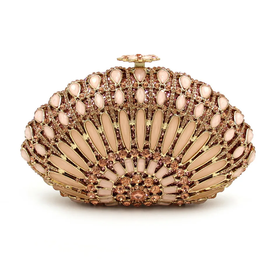 

Веерообразная металлическая сумка-клатч со стразами, женский банкетный клатч из хрустального стекла, инкрустированная бриллиантами сумка Bolso De Diseñador Lujo