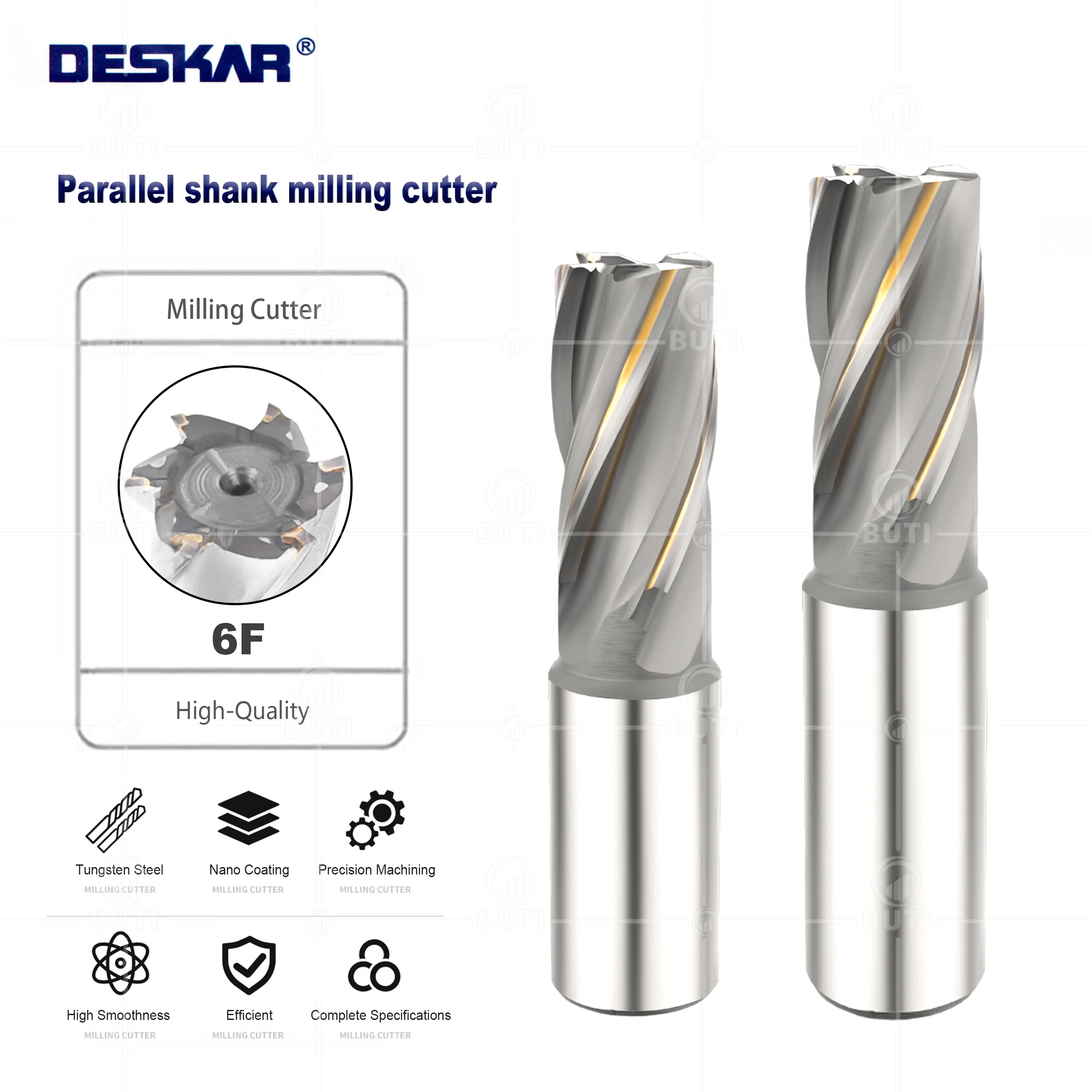 DESKAR 100% Original 50*53*130-F6-M32 BK10 CNC Lathe Tools Inlaid Alloy Straight Shank Spiral Milling Cutter Hard Alloy Material