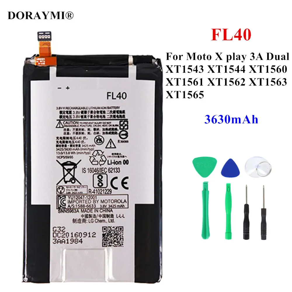 Оригинальный аккумулятор FL40 для Motorala Moto X Play 3A Dual XT1543 XT1544 XT1560 XT1561 XT1562 XT1563 XT1565, аккумуляторы 3630 мАч