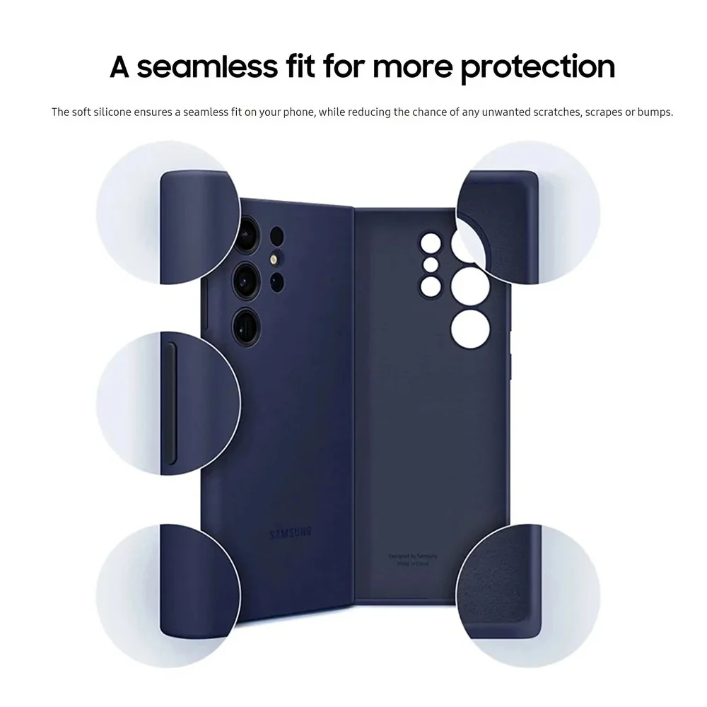 Original For Samsung Galaxy S23 Ultra Silicone Phone Case Soft Silicone Cover Silky Touch Protective Case EF-PS918TGEG