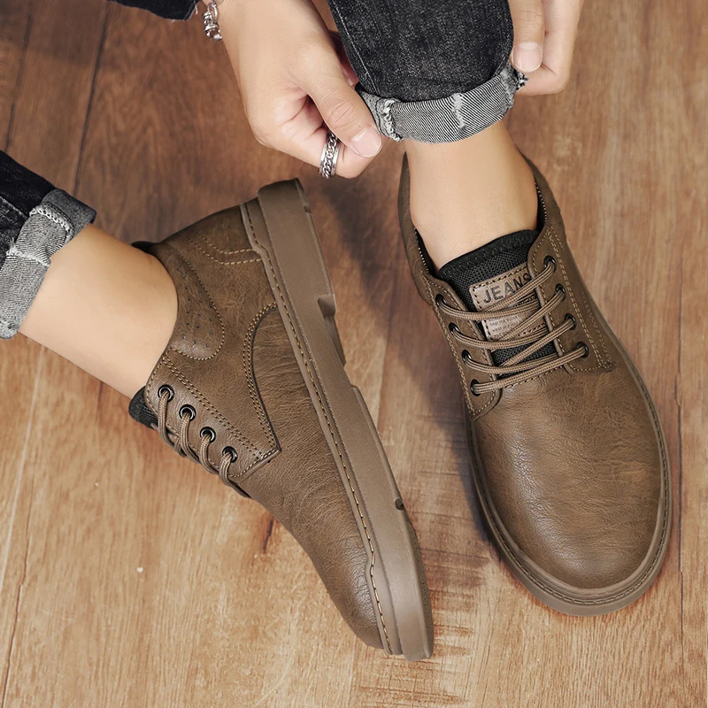 أحذية جلدية كلاسيكية للرجال مريحة على الطراز البريطاني بدلة عمل للبالغين أحذية سوداء بأربطة جودة جديدة #5