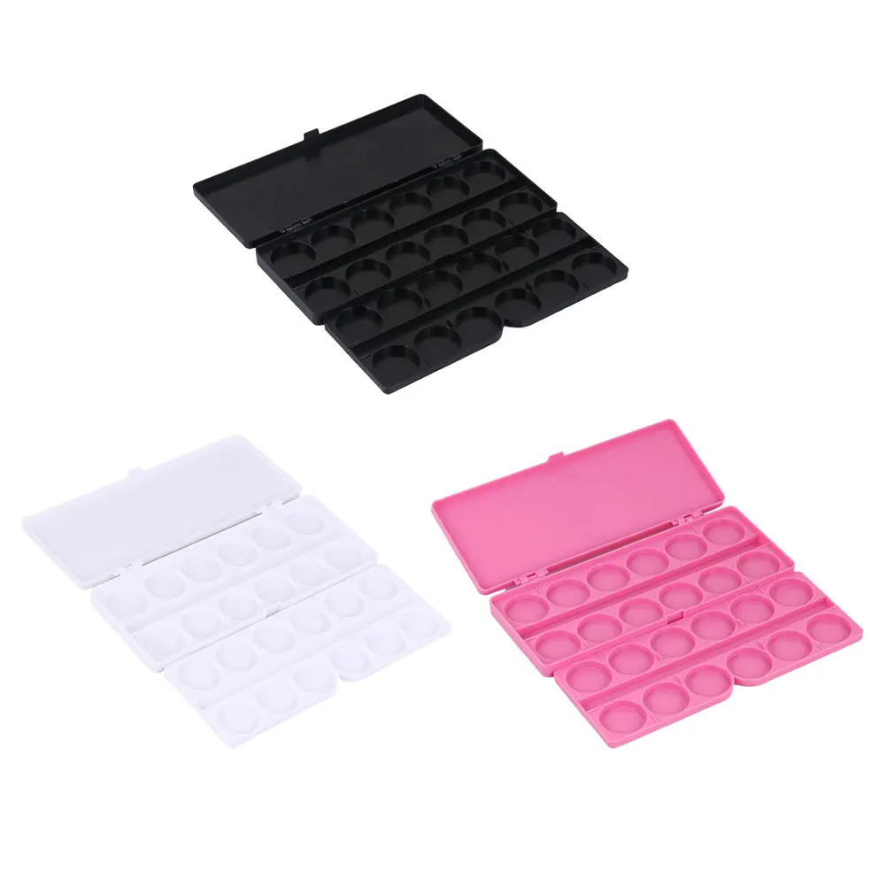 3pcs Watercolor Pigment Mixing Case Nail Art Drawing Tray Portable Makeup Paint Color Plate Durable Plastic Leakproof Design