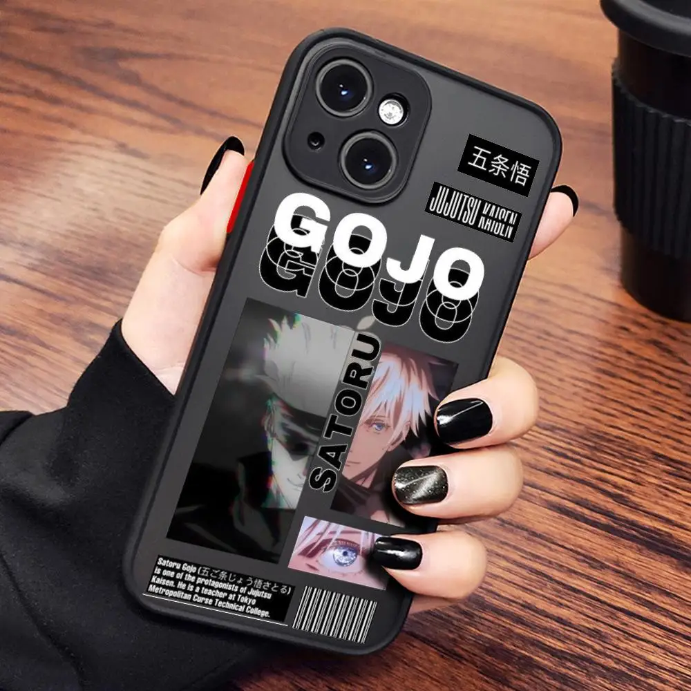 جراب هاتف أنيمي جوجوتسو كايسن غوجو ، درع ضد الصدمات ، غطاء غير لامع لهاتف آيفون 15 ، 14 ، 11 ، 12 برو ، 13 ، 16 برو ماكس ، XR ، XS