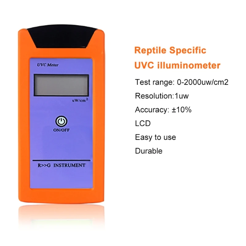 Medidor luz uvc 0-1999μw/cm² medidor índice uv para répteis espectro 220-280nm medidor portátil medição radiação uv