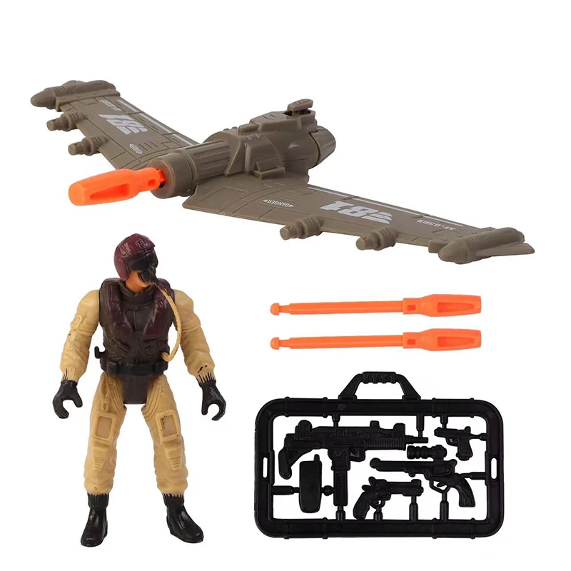 Special Forces Soldier War Shooting Game Action Figure Modle Military Catapult Plane UAV Fighter Play Kid Boy Toy w/ Gift Box