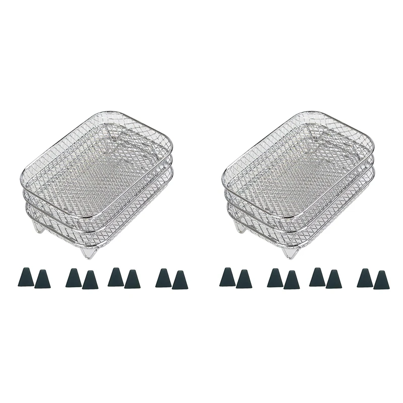 

T83C-2X Стойка для фритюрницы для двойной корзины Ninja, 3-слойная, штабелируемые стойки для бекона, аксессуары для фритюрницы Ninja DZ201, DZ401