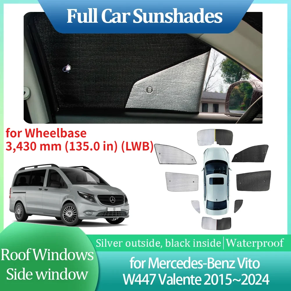 

Car Sunshades for Mercedes-Benz Vito W447 Valente LWB 2015~2024 Roof Windows Sun Visor Windshield Curtain Sunroof Accessories