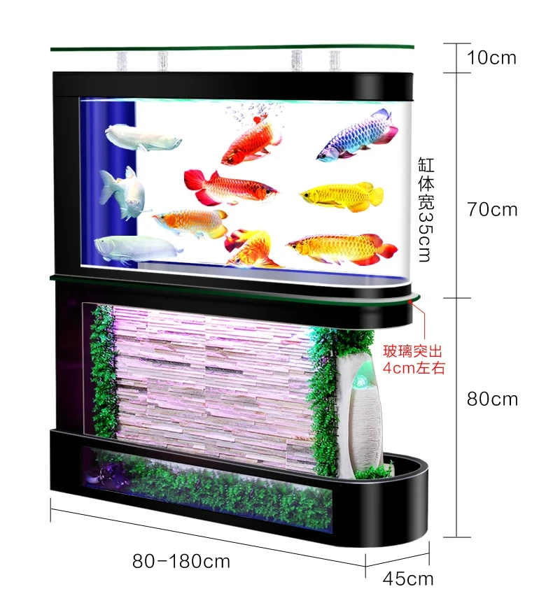 Bullet Water Curtain Wall Fish Tank Subareas Screens Small Ecological Turtle Jar Dedicated Aquarium