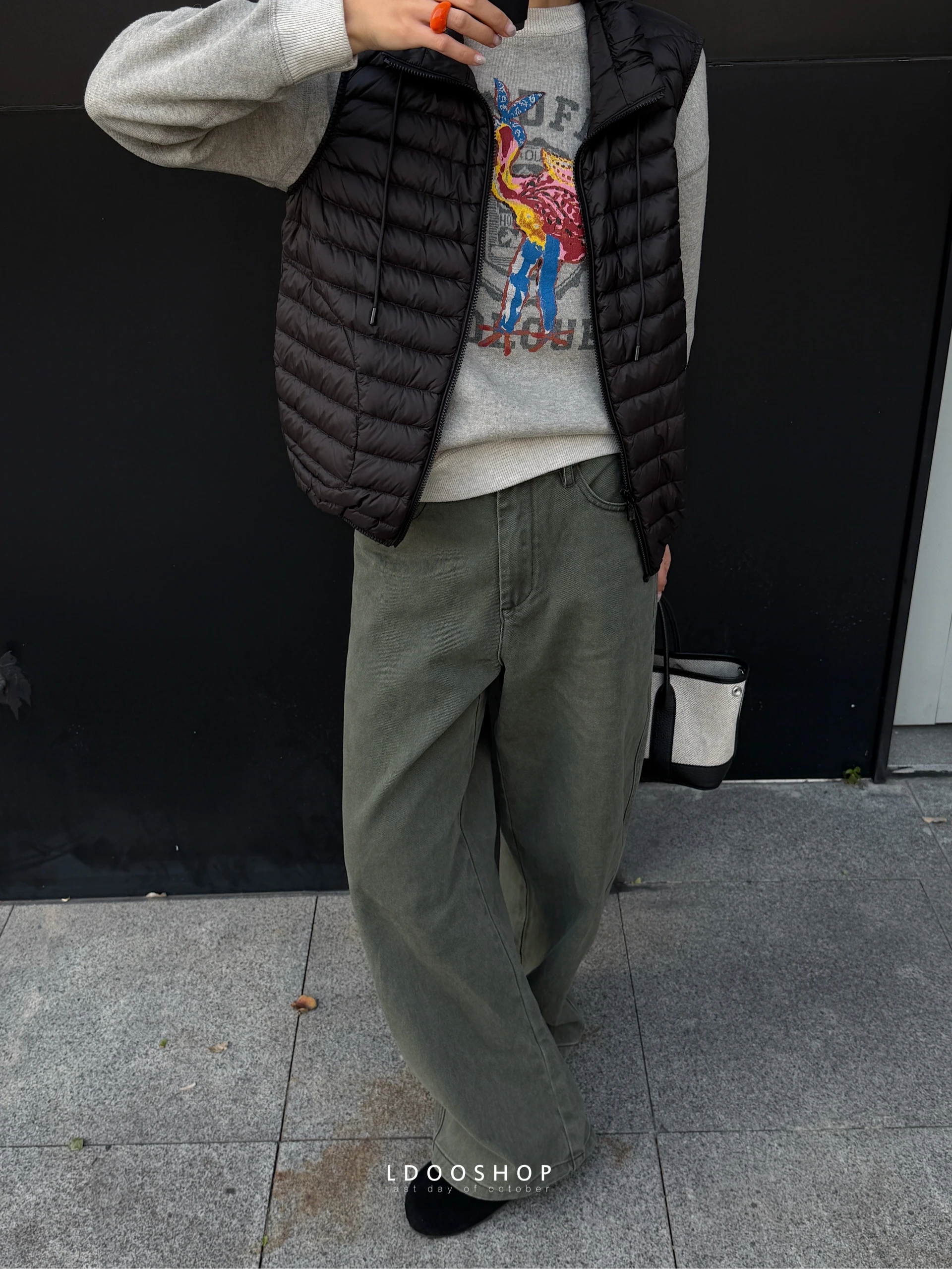 

LDOO OP l Plant Dye Full Cotton Vintage Faded Slim Faionable Jeans Wide Leg Pants Loose Fit Casual Trousers