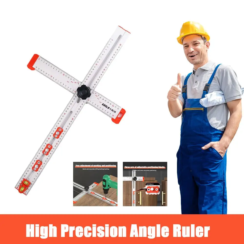 

2 In 1 60CM High Precision Angle Ruler Woodworking Scribe Drawing Marking Gauge Crossed-Cut T-type Ruler Measuring Tools