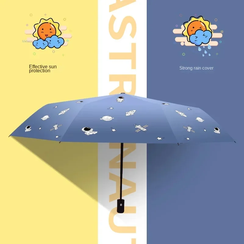 Full-automatic dual-purpose umbrella for sunny and rainy astronauts\' sun protection and ultraviolet vinyl triple folding.