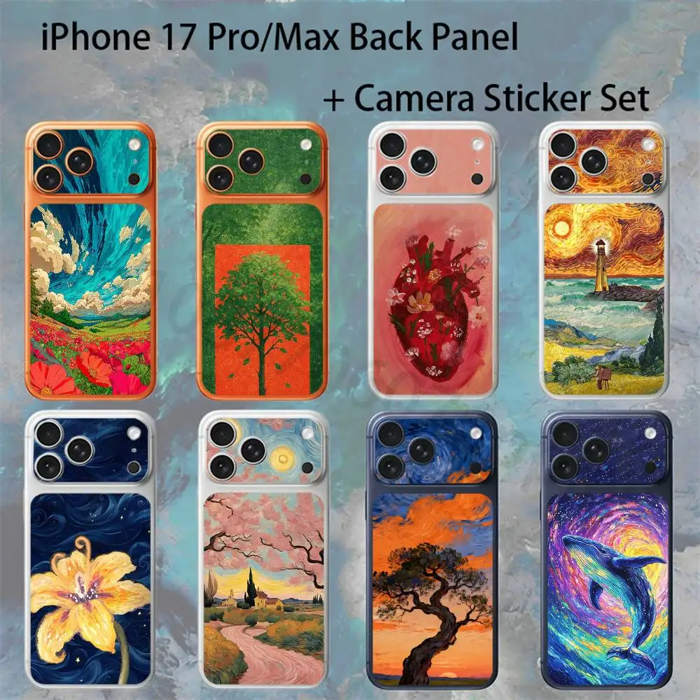 

Oil Painting Style For iPhone 17proMax/17pro Full Cover Decal Skin Wrap Colorful Rear Protective Sticker Film
